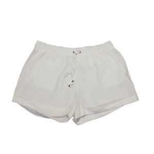 Love Tree Shorts Womens 2X White Pull-On 55% Linen Blend Drawstring Pant‎